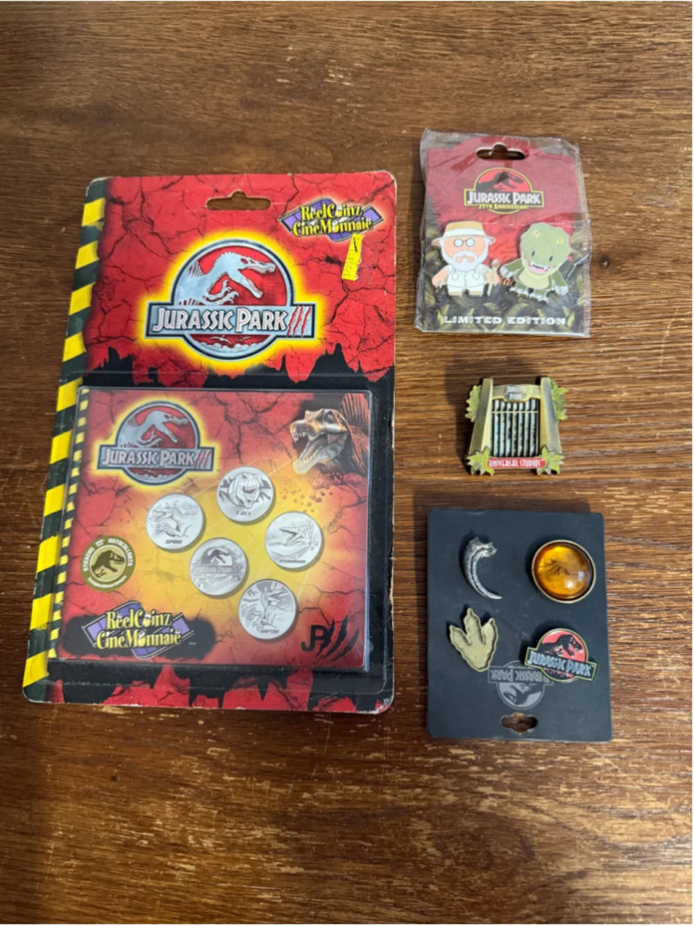 Jurassic Park Collector Lot ReelCoinz Medallions Universal Pins 25th Anniversary